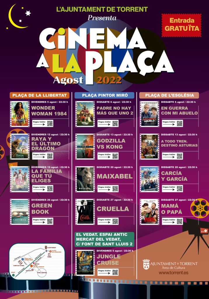 ‘Cinema a la plaça’ vuelve a amenizar los fines de semana de agosto en Torrent