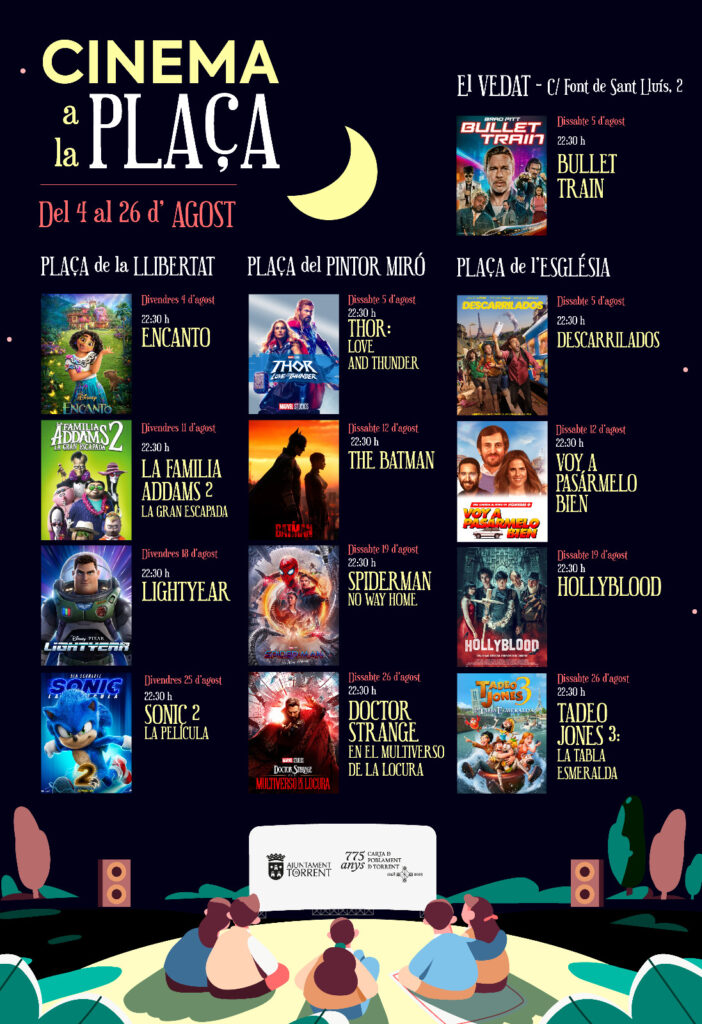 ‘Cinema a la plaça’ propone un agosto con el mejor cine de animación y superhéroes al aire libre