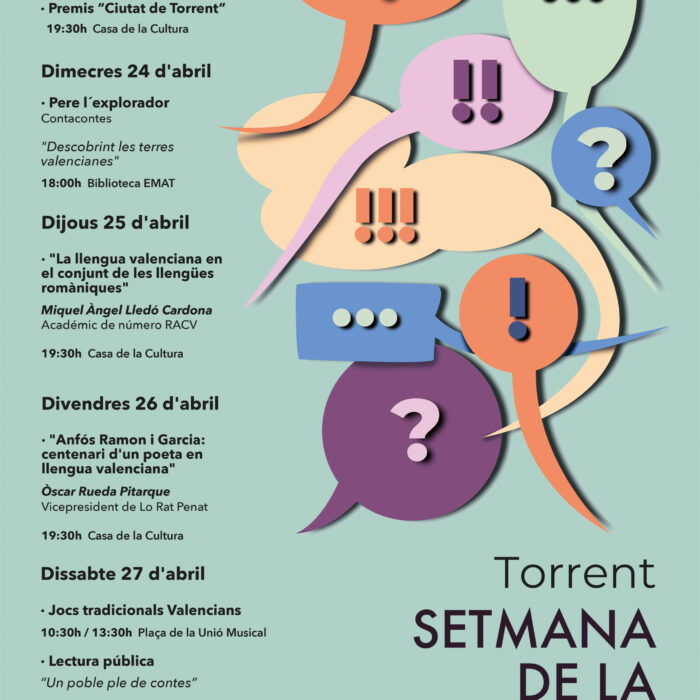 Torrent prepara una setmana a la llengua valenciana amb un extens programa d’activitats