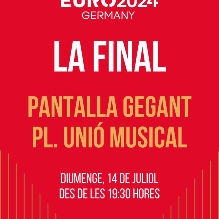 Torrent vivirá la Final de la Eurocopa con pantalla gigante en la Plaza Unió Musical