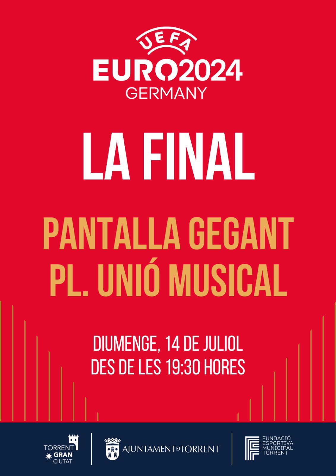 Torrent vivirá la Final de la Eurocopa con pantalla gigante en la Plaza Unió Musical