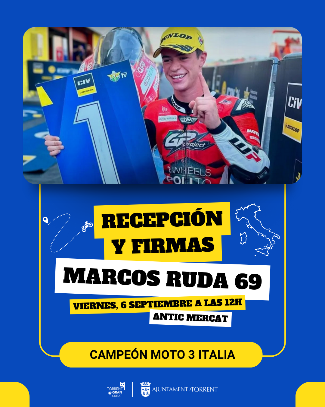 L’Antic Mercat acogerá este viernes el homenaje al piloto campeón, Marcos Ruda