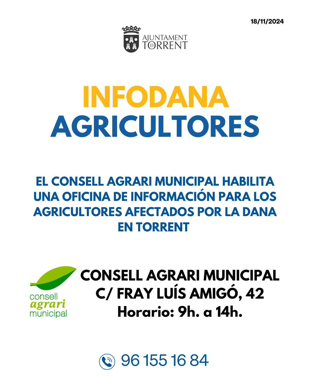 El Consell Agrari Municipal de Torrent habilita un punt de suport per als agricultors afectats per la DANA