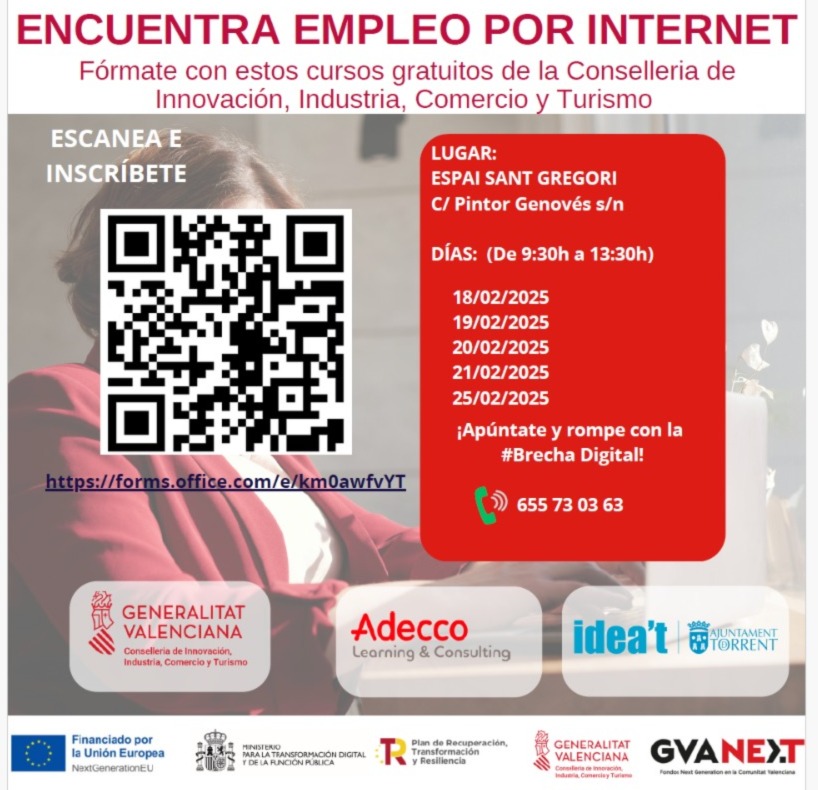 Torrent lanza un taller gratuito para mejorar la búsqueda de empleo online y mejorar las habilidades digitales