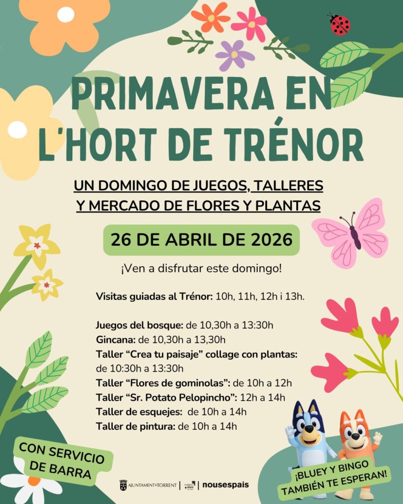 Torrent impulsa una fiesta de plantas, flores, talleres y juegos para el domingo 26 de abril en el Hort de Trénor