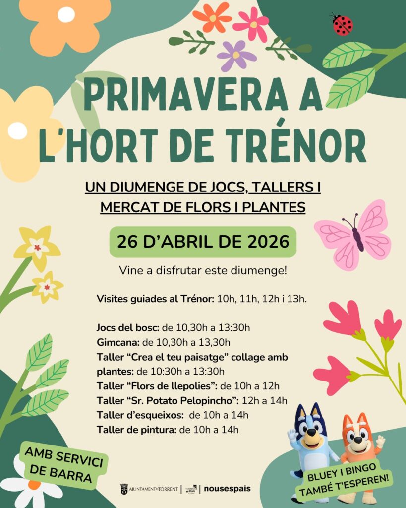 Torrent impulsa una festa de plantes, flors, tallers i jocs per al diumenge 26 d’abril a l’Hort de Trénor